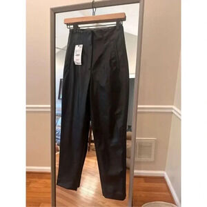 Zara Faux Leather Ultra High Rise Black Pants Size XS NWT‎